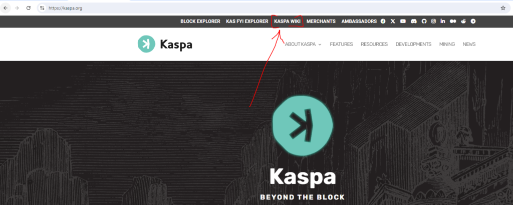 Kaspa Official Website and visiting kaspa wiki.