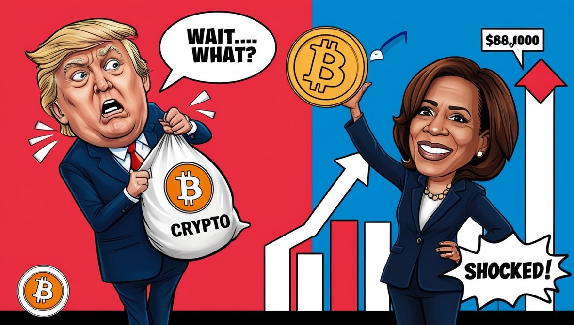 Trump’s Lead Over Harris Narrows on Polymarket as Bitcoin Dips to $68,000