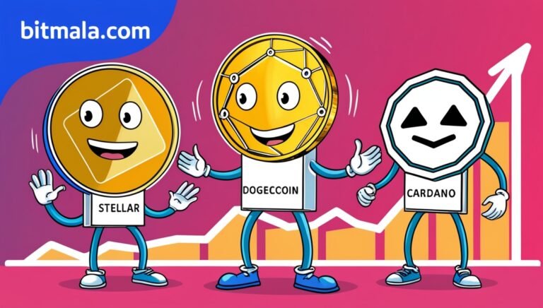 Leonardo Phoenix Make a cartoonish setting of three crypto cur 2 Bitmala