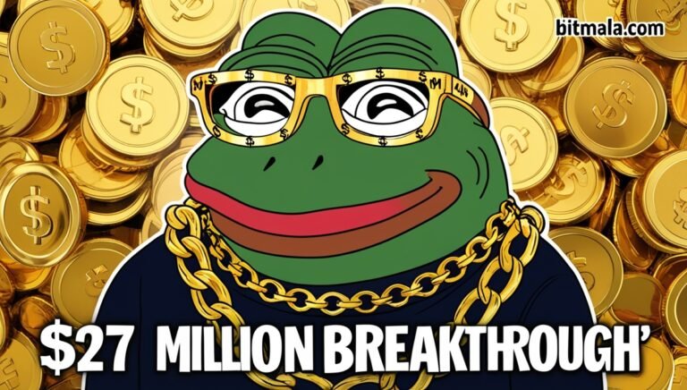 Leonardo Phoenix PEPE meme frog wearing a golden chain and gl 1 Bitmala