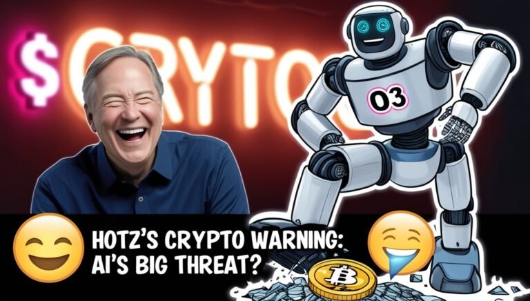 Leonardo Phoenix 09 George Hotz laughing with a neonlit CRYPTO 0 Bitmala