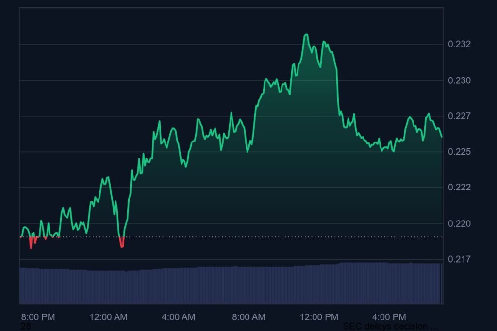 Dogecoin price as of May 2025