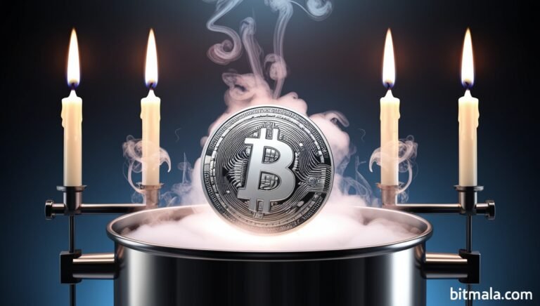 Leonardo Phoenix 09 A sleek metallic Pi Network coin radiates 1 Bitmala