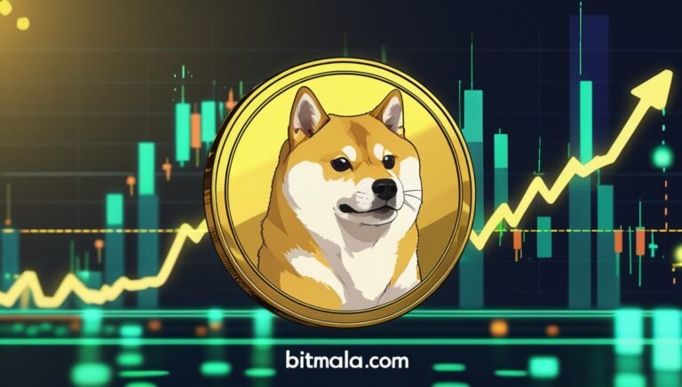 Leonardo Phoenix 10 Dogecoin Shiba Inu logo in gold breaking t 3 Bitmala