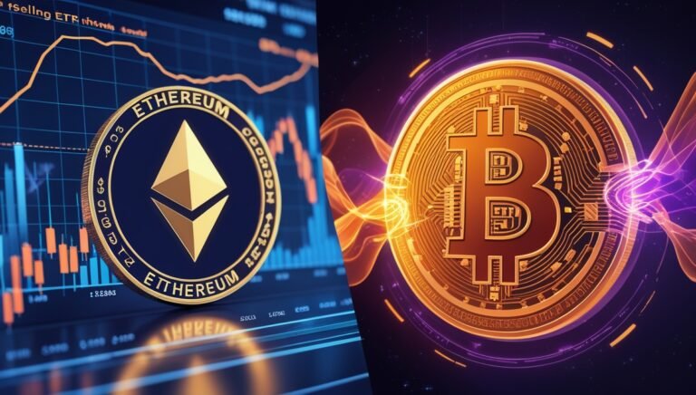 Leonardo Phoenix 10 Splitscreen conceptLeft Ethereum coin glow 0 Bitmala